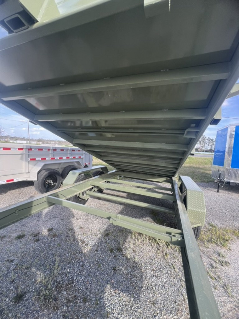 New 2027 Panther Cargo 7x16 Tandem Axle High Side Dump Trailer – Green | 16,000 lb GVWR | Heavy-Duty Commercial Dump Trailer