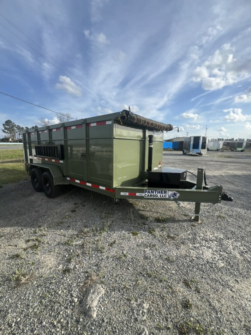 New 2027 Panther Cargo 7x16 Tandem Axle High Side Dump Trailer – Green | 16,000 lb GVWR | Heavy-Duty Commercial Dump Trailer