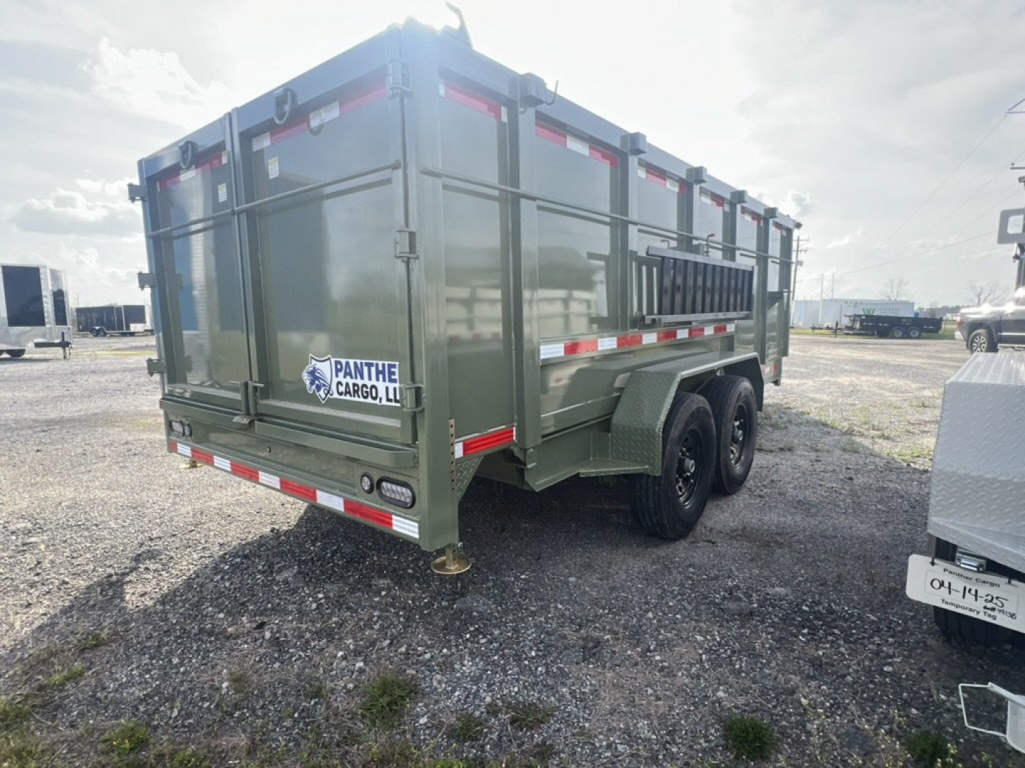 New 2027 Panther Cargo 7x16 Tandem Axle High Side Dump Trailer – Green | 16,000 lb GVWR | Heavy-Duty Commercial Dump Trailer