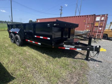 New 2027 TUFFDUMP 7x16 Tandem Axle Low Side Dump Trailer – Black | 14,000 lb GVWR | Heavy-Duty Hydraulic Dump Trailer