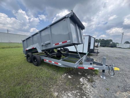 New 2027 TUFFDUMP 7x16 Tandem Axle Dump Trailer – Gray | 14,000 lb GVWR | Heavy-Duty Hydraulic Dump Trailer
