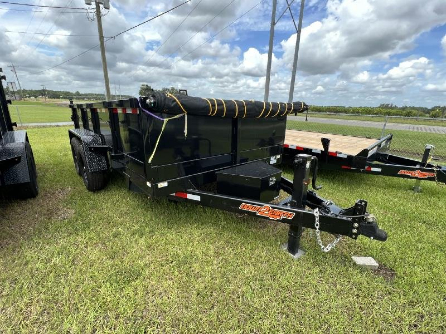 New 2027 Down 2 Earth Trailers 7x14 Tandem Axle Low Side Dump Trailer – Black | 14,000 lb GVWR | Heavy-Duty Hydraulic Dump Trailer