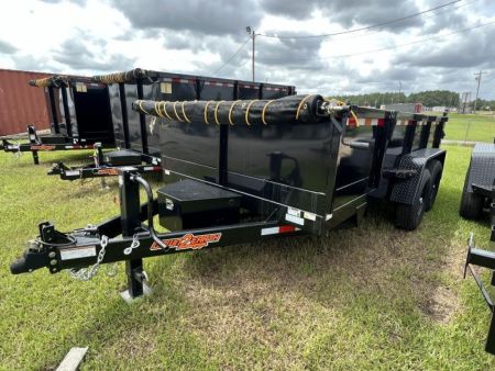 New 2027 Down 2 Earth Trailers 7x14 Tandem Axle Low Side Dump Trailer – Black | 14,000 lb GVWR | Heavy-Duty Hydraulic Dump Trailer