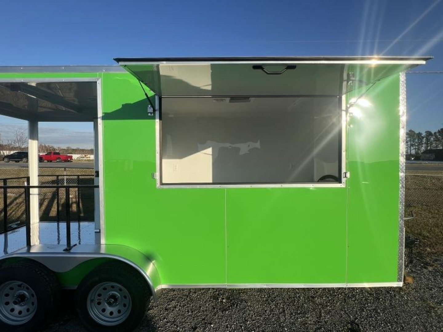 New 2027 South Georgia Cargo Trailers 7x18 Tandem Axle BBQ Trailer – Green PolyCore | Porch Package | 7,000 lb GVWR