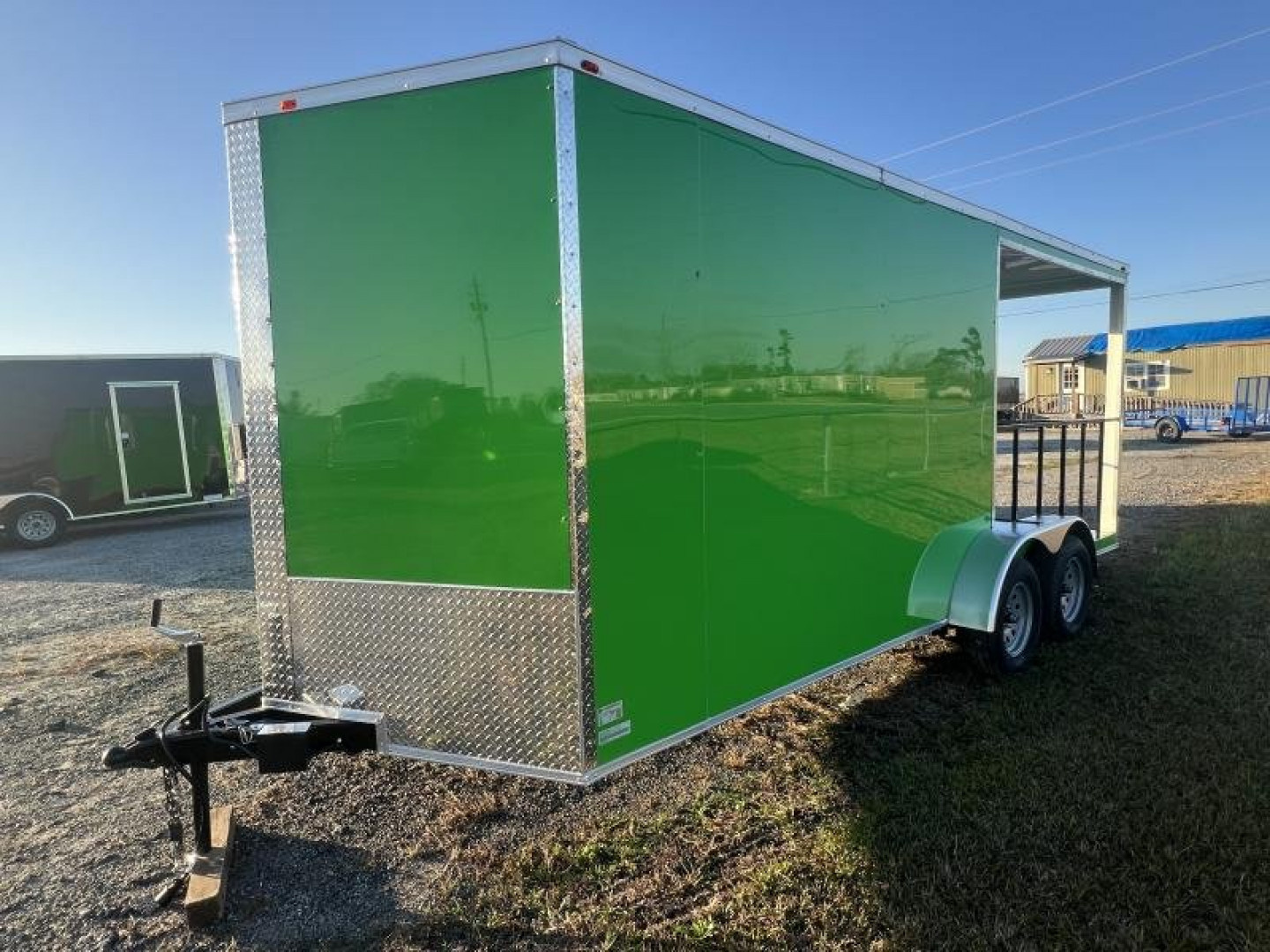 New 2027 South Georgia Cargo Trailers 7x18 Tandem Axle BBQ Trailer – Green PolyCore | Porch Package | 7,000 lb GVWR