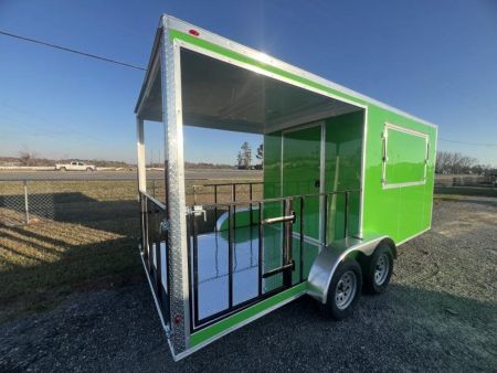 New 2027 South Georgia Cargo Trailers 7x18 Tandem Axle BBQ Trailer – Green PolyCore | Porch Package | 7,000 lb GVWR