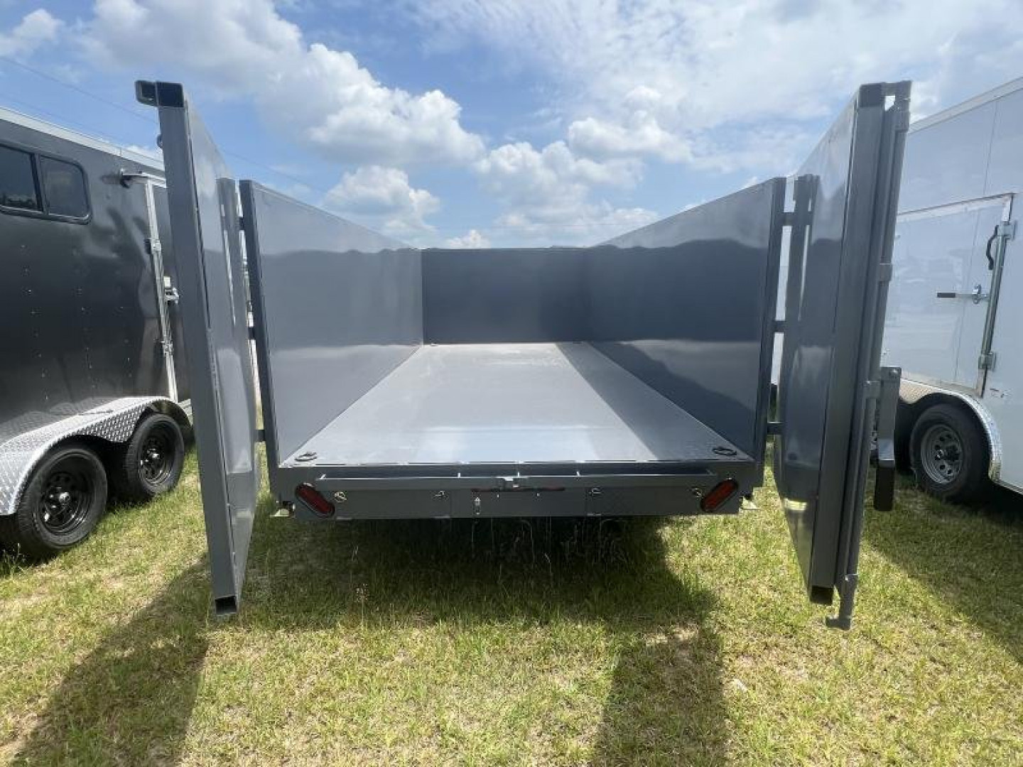 New 2027 Down 2 Earth Trailers 7x16 Tandem Axle High Side Dump Trailer – Gray | 14,000 lb GVWR | Heavy-Duty Hydraulic Dump Trailer
