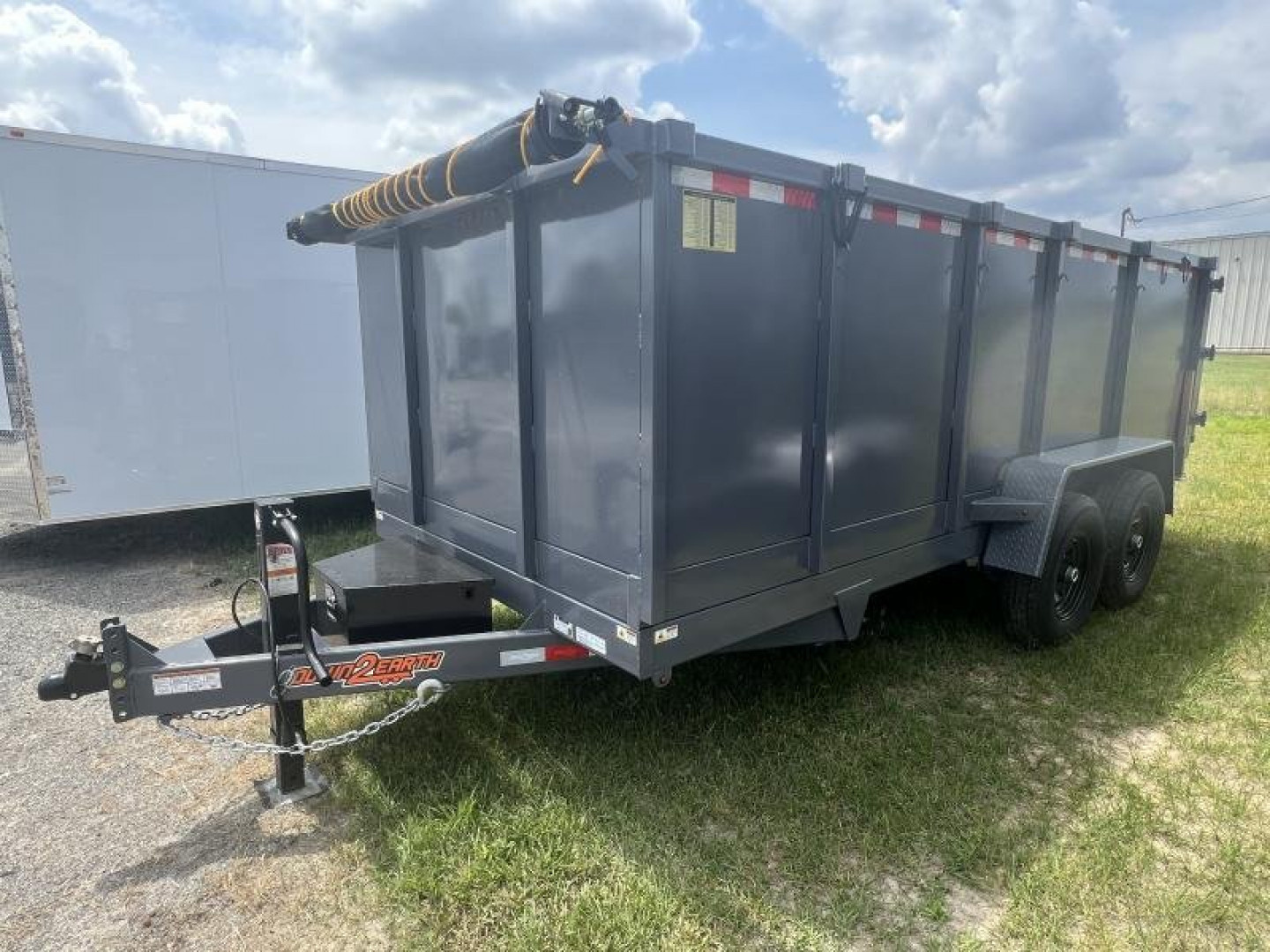 New 2027 Down 2 Earth Trailers 7x16 Tandem Axle High Side Dump Trailer – Gray | 14,000 lb GVWR | Heavy-Duty Hydraulic Dump Trailer