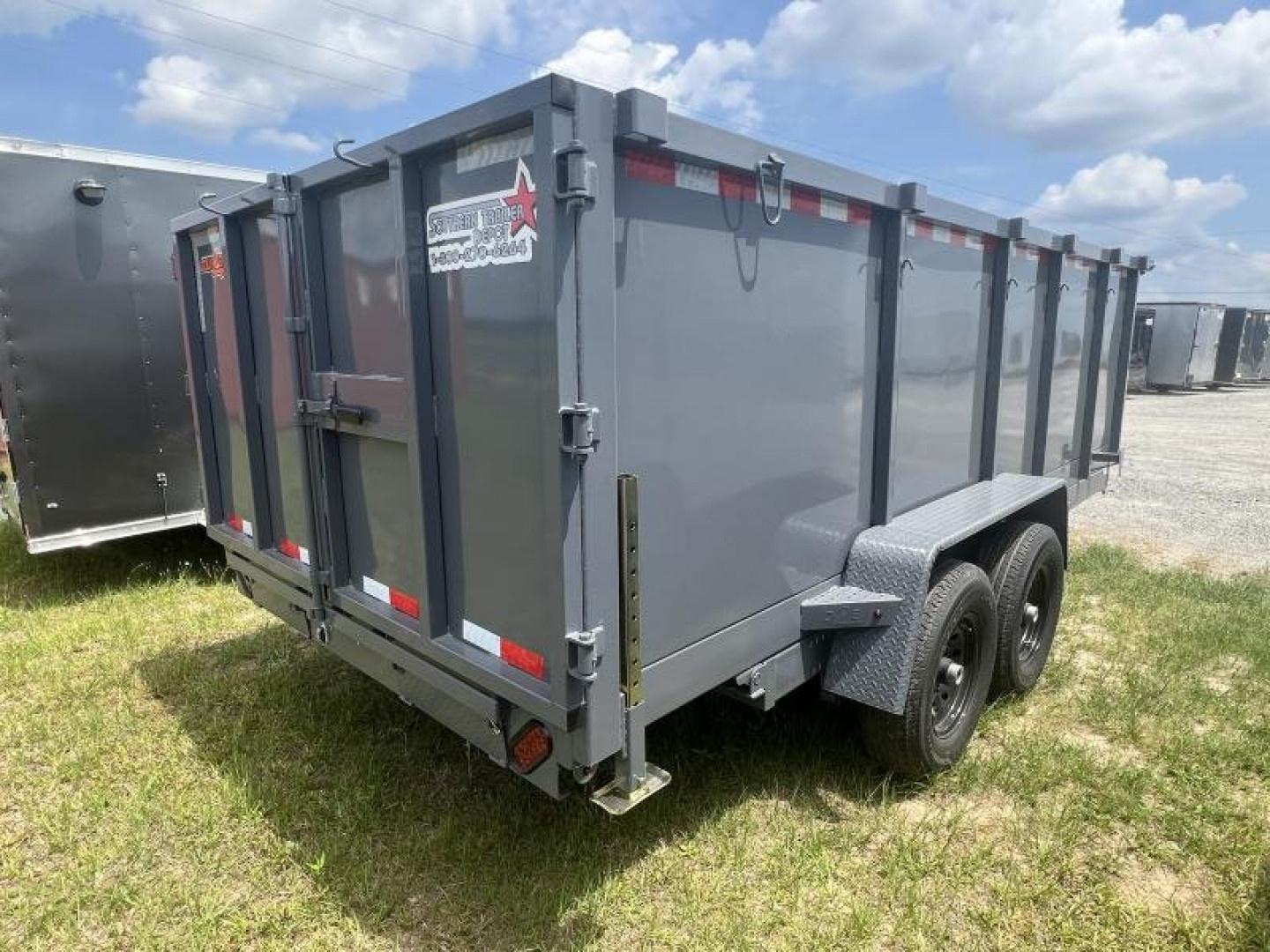 New 2027 Down 2 Earth Trailers 7x16 Tandem Axle High Side Dump Trailer – Gray | 14,000 lb GVWR | Heavy-Duty Hydraulic Dump Trailer