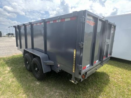 New 2027 Down 2 Earth Trailers 7x16 Tandem Axle High Side Dump Trailer – Gray | 14,000 lb GVWR | Heavy-Duty Hydraulic Dump Trailer