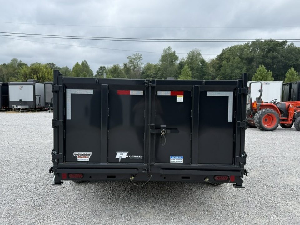 New Hillcrest Dump 7x16 17.6k 40" Sides BP W/ HD Tube Ramps & Hydraulic Jack