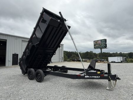 New Hillcrest Dump 7x16 17.6k 40" Sides BP W/ HD Tube Ramps & Hydraulic Jack
