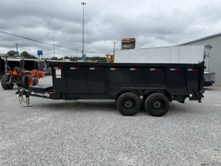 New Hillcrest Dump 7x16 17.6k 40" Sides BP W/ HD Tube Ramps & Hydraulic Jack