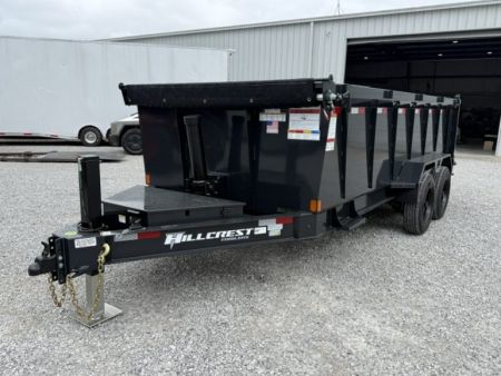 New Hillcrest Dump 7x16 17.6k 40" Sides BP W/ HD Tube Ramps & Hydraulic Jack
