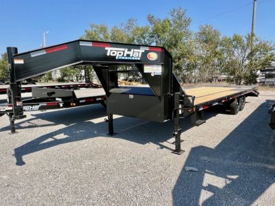 New 2026 Top Hat Trailers GN159-25x102 Flatbed Trailer w/ Jumbo Ramps & 14 Ply Tire Upg. (20' + 5')