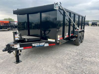 New 2026 Top Hat Trailers DX14-16x83 w/ 4' Tall Sidewalls, Long Arm Tarp System Dump Trailer