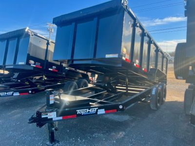 New 2026 Top Hat Trailers DX14-16x83 Dump Trailer w/ 4' Tall Sides, 14 Ply Tire Upg. and Long Arm Tarp System
