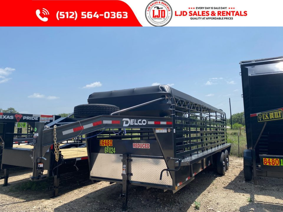 New 2025 Delco - Gooseneck Livestock Trailer 6'8 X 24' - 14 Ply Tires