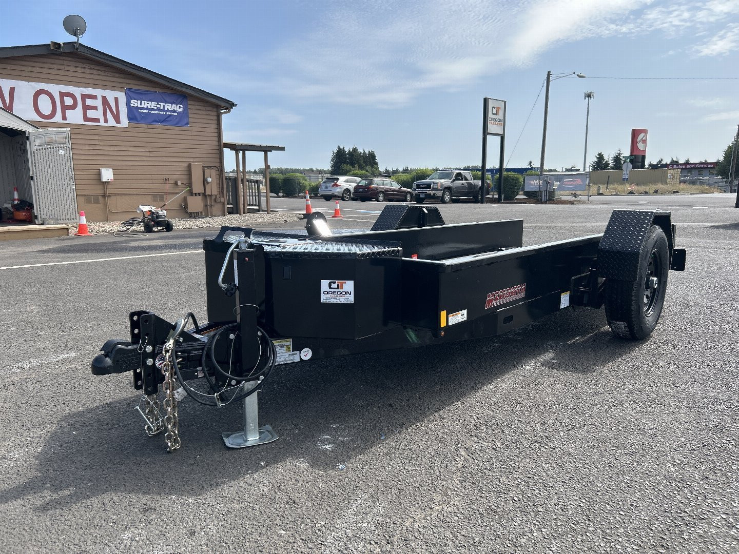 New 2025 Midsota 4.5x12 Steel Deck Power Tilt Equipment Trailer 7.7K GVWR