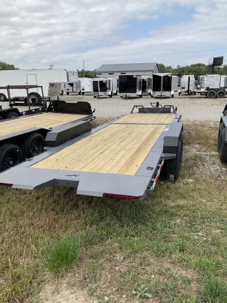 New 2025 HORIZON TRAILERS ETZBP-24 8K Tilt Trailer 83X24 TA 22" HEIGHT PARTIAL TILT (GVW:17440) GRAY