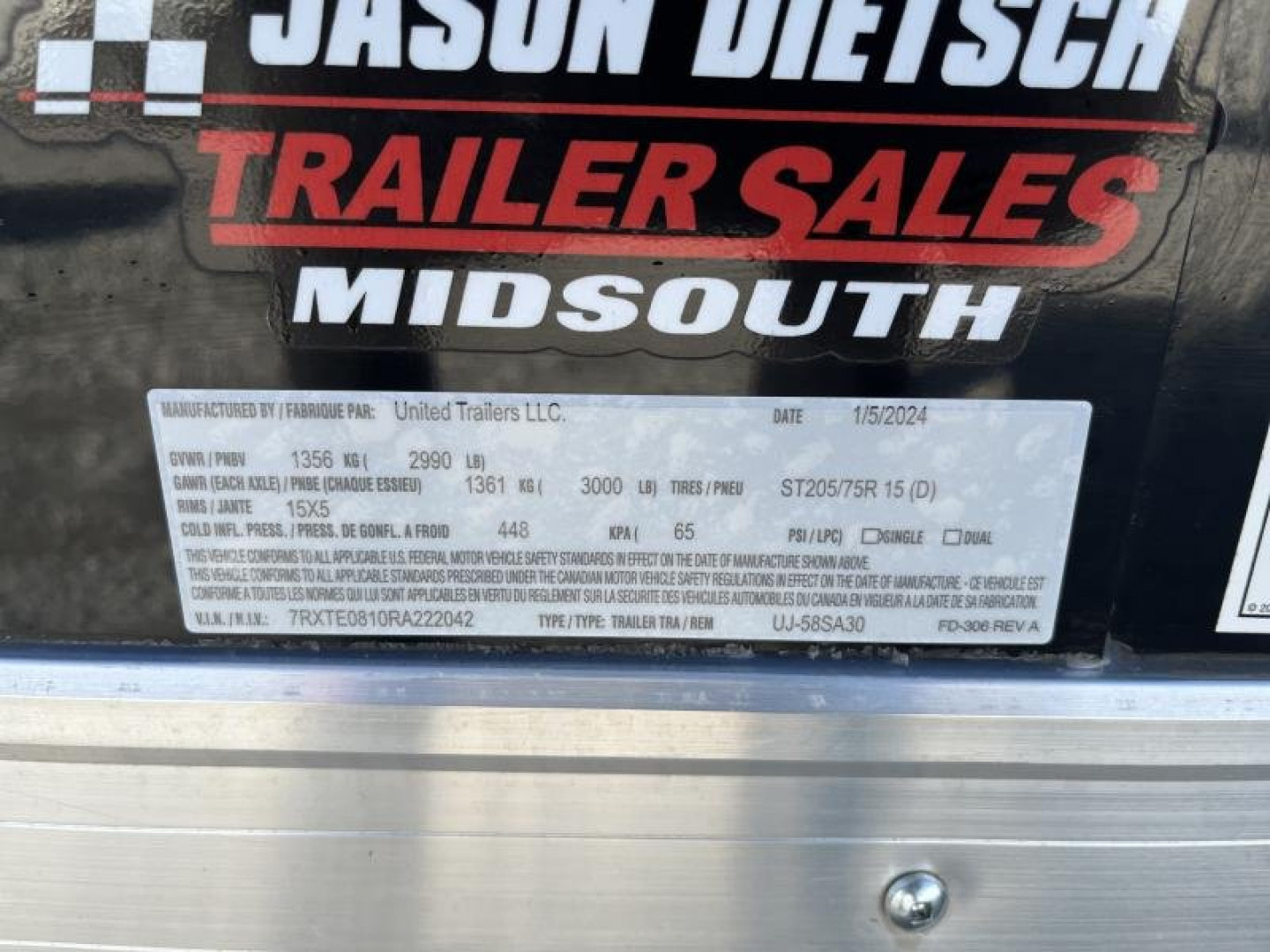 New 2024 United Trailers UJ-58SA30 Cargo / Enclosed Trailer