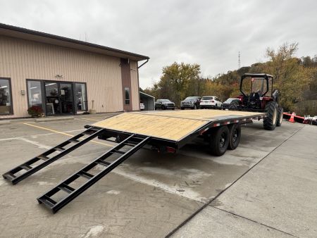 New 2026 Down 2 Earth Trailers 102"X20' (16' + 4' Dovetail) Deckover - Slide In/Out Ramps - 14000#GVWR