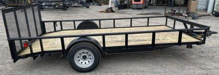 New 2026 Road Boss 83"x14' Single Axle Pipe Top, Dove & 3' Gate Utility Trailer