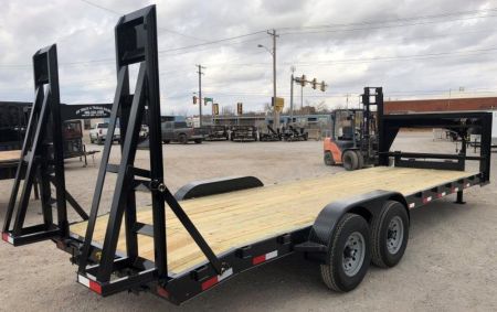 New 2026 Road Boss 83"x24' Tandem Axle Gooseneck No Rail Stand Up Ramp Equipment Trailer