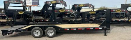 New 2025 East Texas Trailers 102" x 24' Tandem Axle Gooseneck Lowstyle with Mini Macho Dove Equipment Trailer