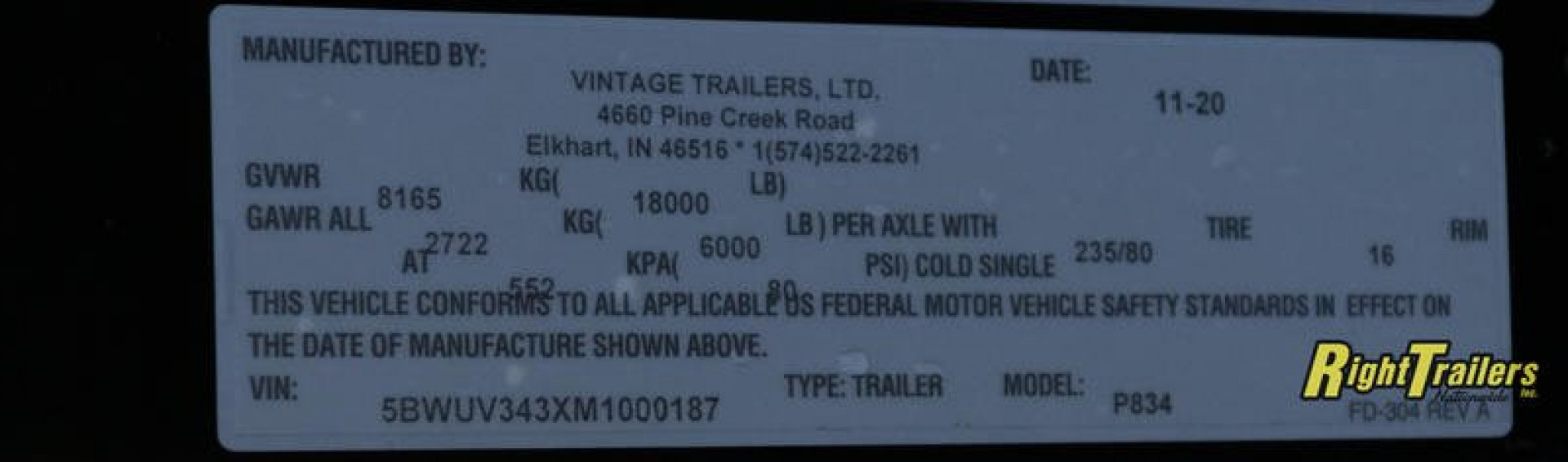 New 8.5x34 Vintage Pro Stock Series Race Trailer P834