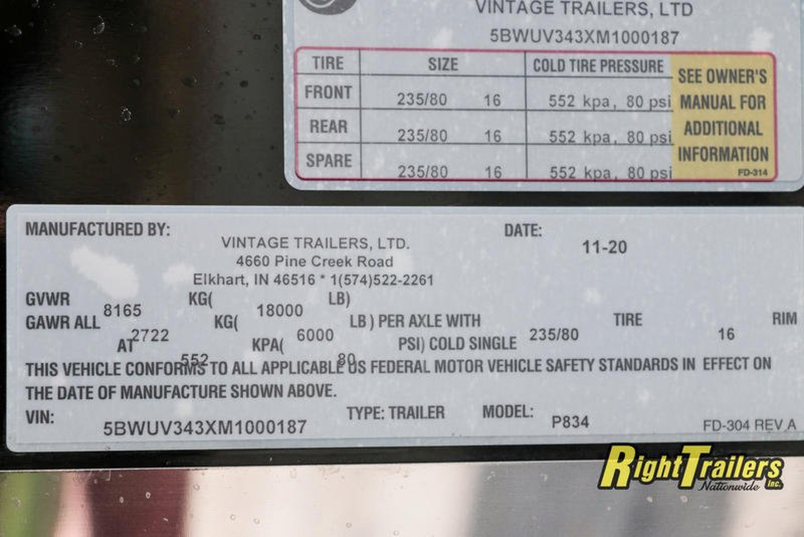 New 8.5x34 Vintage Pro Stock Series Race Trailer P834