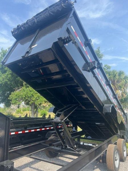 New 2024 Sure-Trac 7X20 TANDEM AXLE 25900 LB GVWR GOOSENECK Dump Trailer WITH 4FT SIDES/TARP/RAMPS/7 GUAGE FLOOR/DUAL HYDRAULIC JACKS