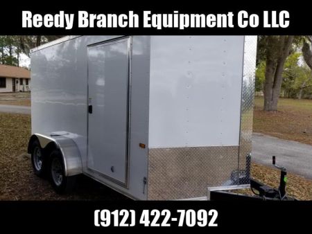 New 6x12 Tandem Axle White Rock Solid Cargo Enclosed Trailer