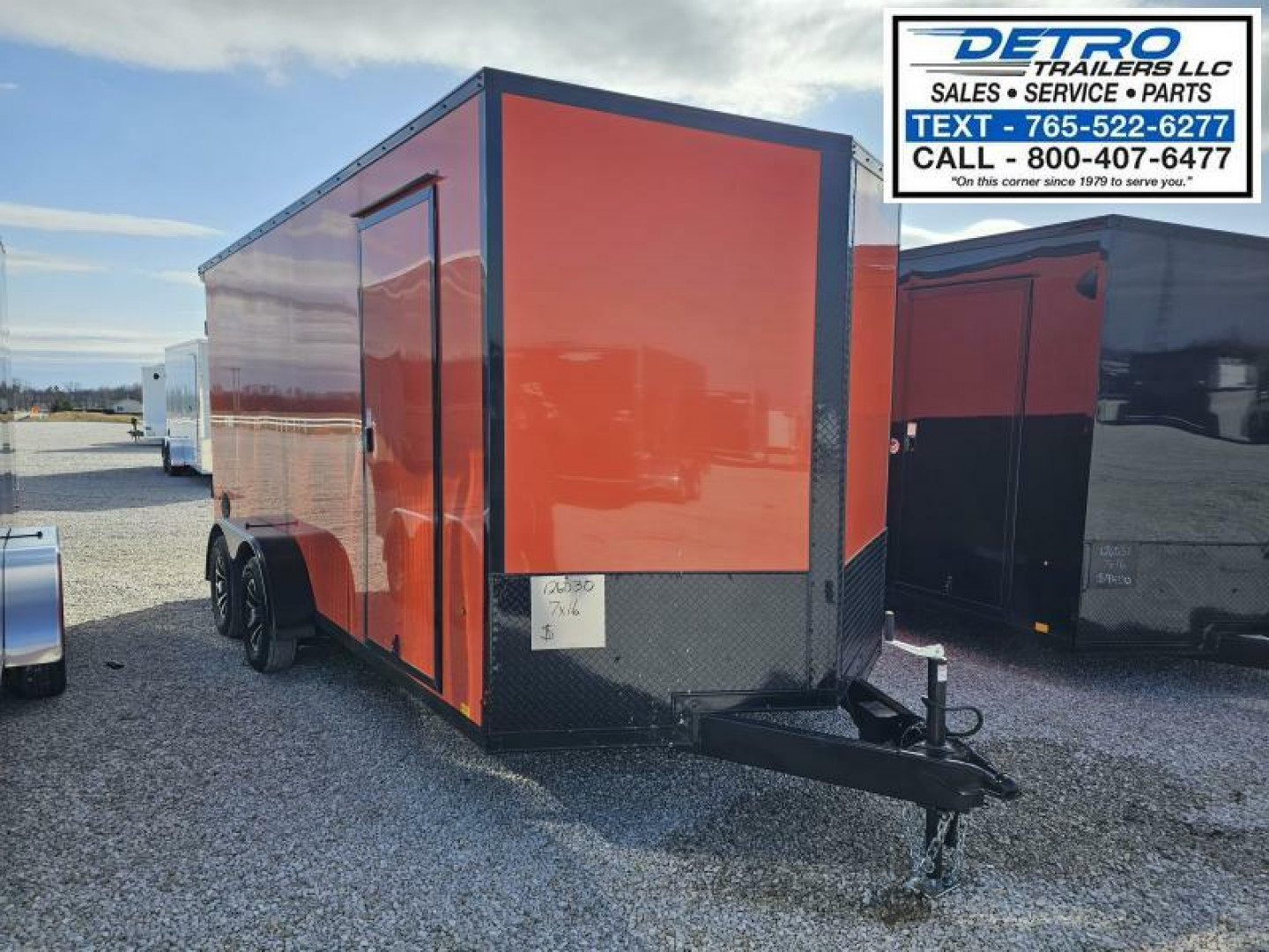 New 2025 ORANGE BLACK-OUT Cargo Express XL SE 7' x 16' 7K Ramp Door V-nose Enclosed Cargo Trailer