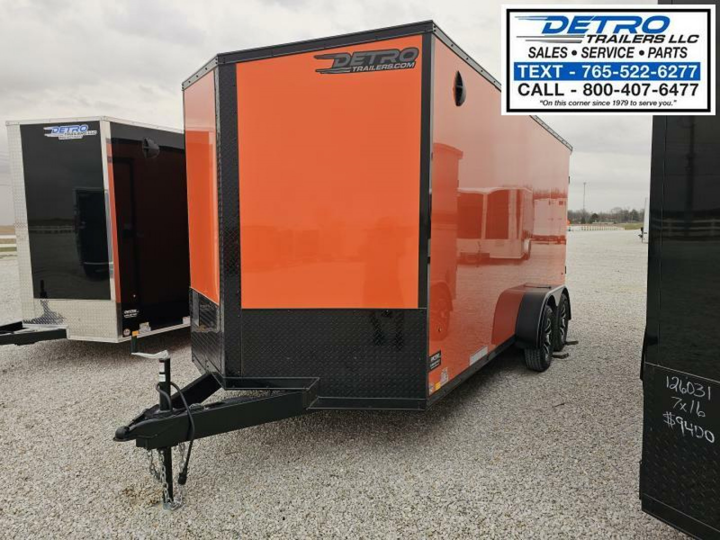 New 2025 ORANGE BLACK-OUT Cargo Express XL SE 7' x 16' 7K Ramp Door V-nose Enclosed Cargo Trailer