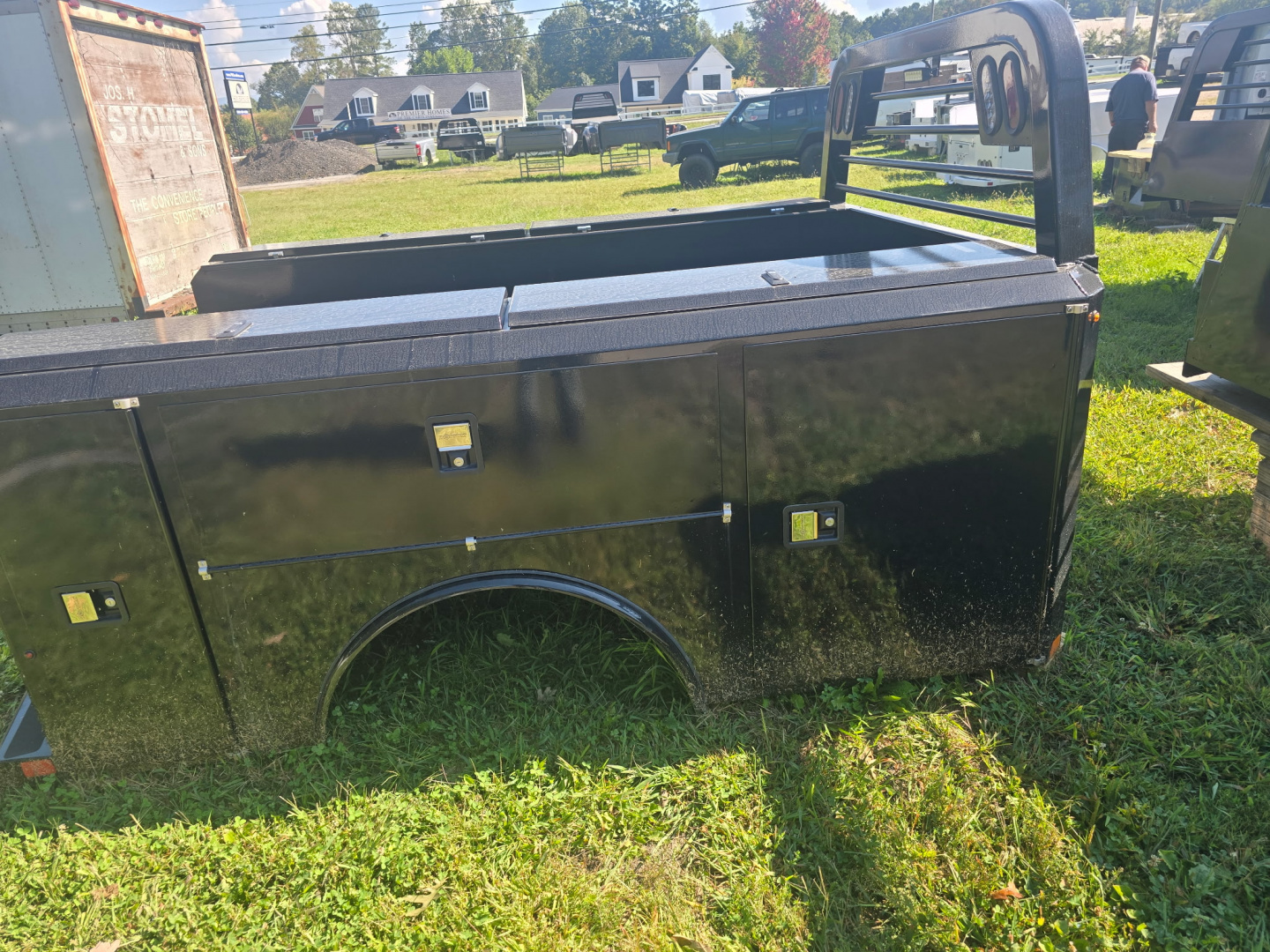 New 2026 Norstar SC0868458 Truck Bed / BLACK IN COLOR / FORD OR RAM LONG BED SINGLE REAR WHEEL PICKUP REPLACEMENT BED / 58" C/A/ B&W GOOSENECK BALL / FLIP TOP LIDS / HEADBOARD