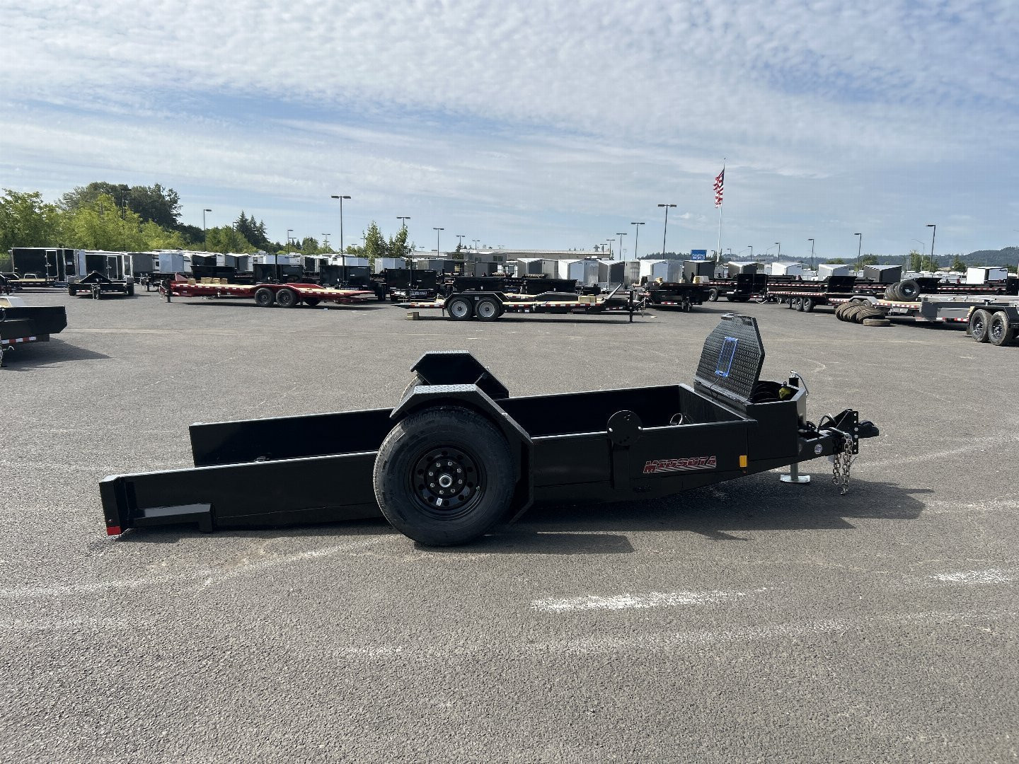 New 2025 Midsota 4.5x12 Steel Deck Power Tilt Equipment Trailer 7.7K GVWR