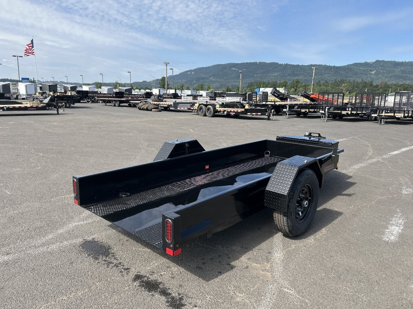 New 2025 Midsota 4.5x12 Steel Deck Power Tilt Equipment Trailer 7.7K GVWR