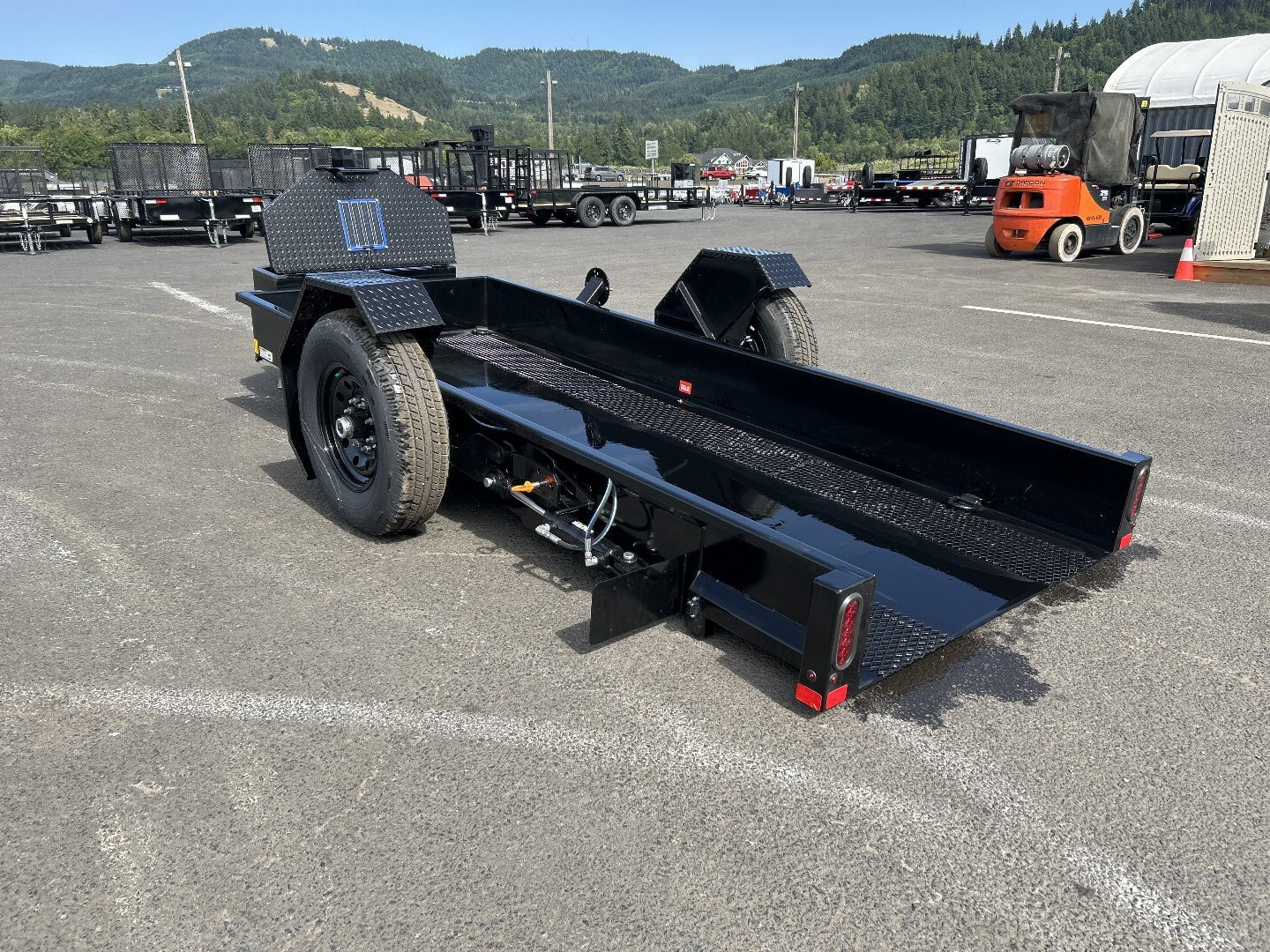 New 2025 Midsota 4.5x12 Steel Deck Power Tilt Equipment Trailer 7.7K GVWR