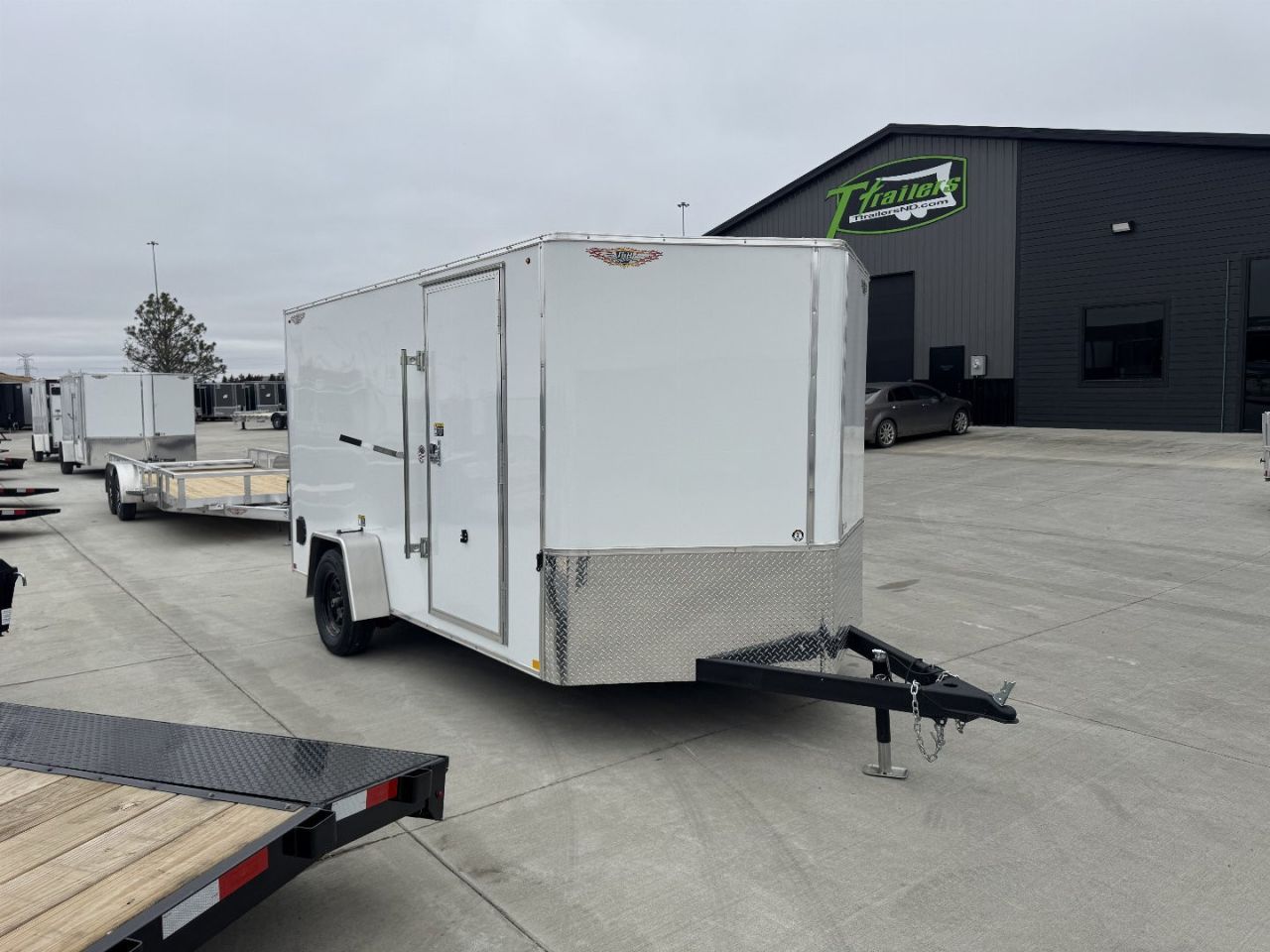 New 2025 H&H 7x12 + 2’V  Rear Ramp Enclosed Cargo Trailer
