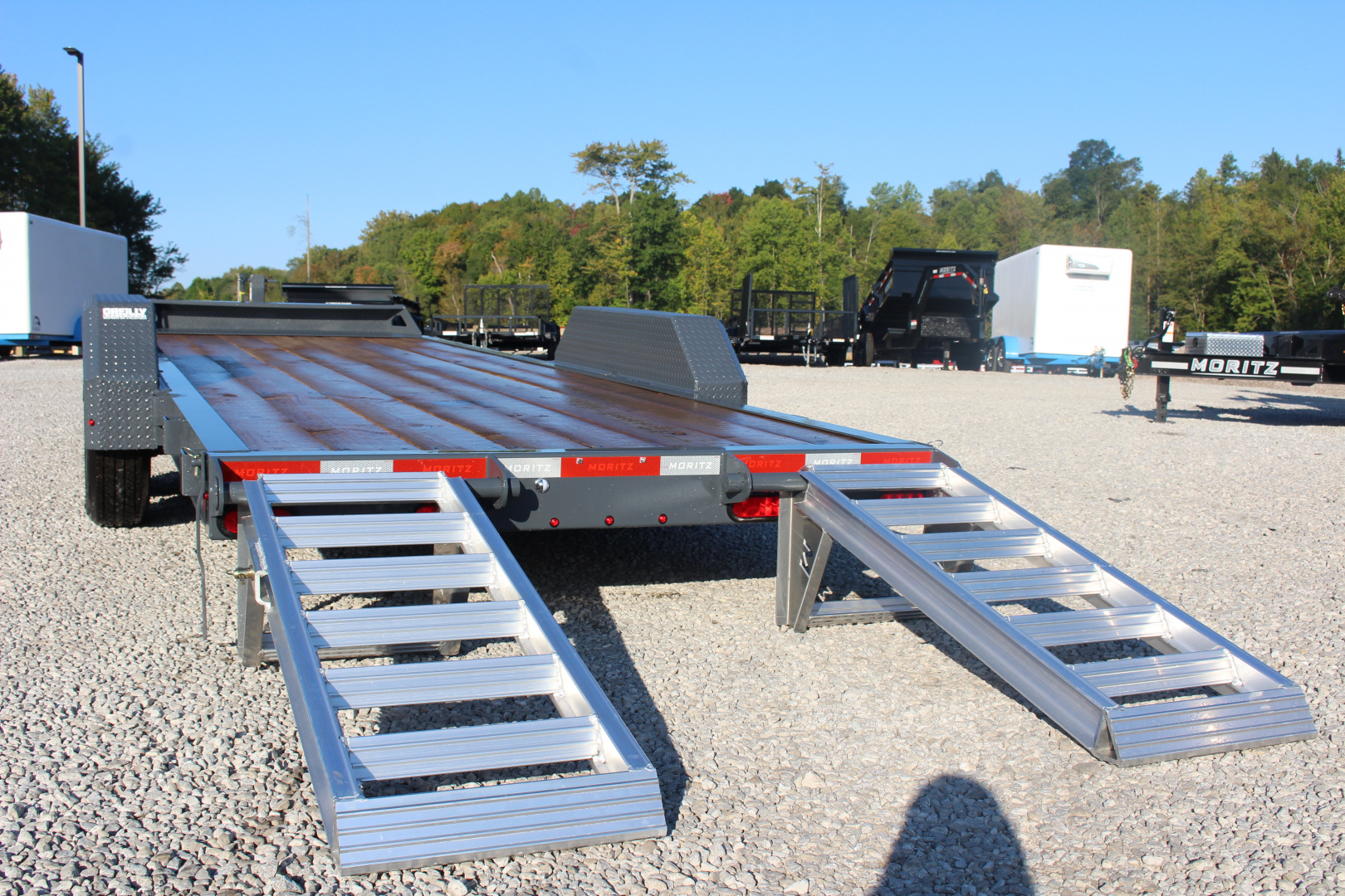 New 2025 Moritz ELBH 7' x 22' Low Pro - Aluminum Ramps - Equipment Trailer - 14000# GVW