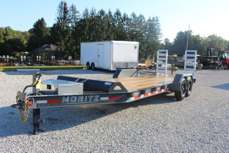 New 2025 Moritz ELBH 7' x 22' Low Pro - Aluminum Ramps - Equipment Trailer - 14000# GVW