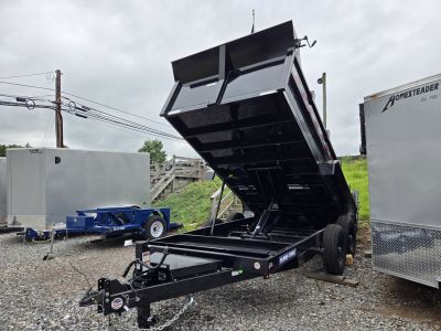 New 7 x 14 Sure-Trac HD Low Pro Scissor Hoist Dump Trailer, 14k GVWR w/ Tarp Kit Installed & 110v Batt. Charger