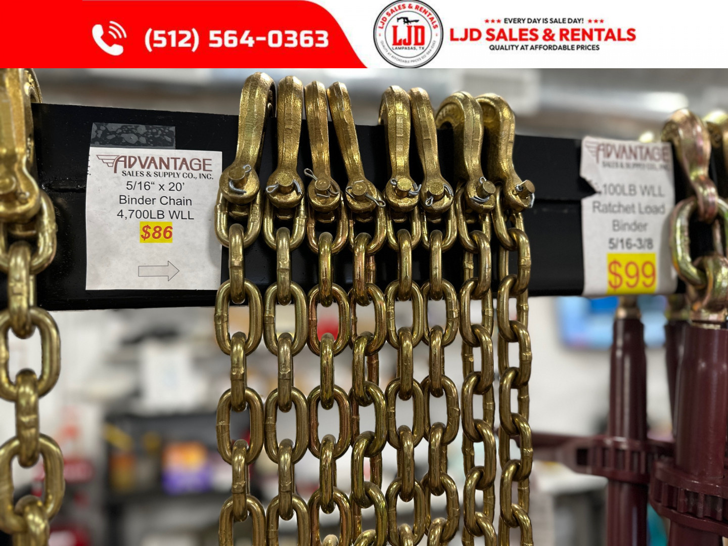 New Quality Chains 5/16 - 7100 lb WLL = $99 -Binders - Boomers