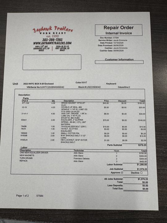Used 2022 H&H Trailers 8-20 Enclosed