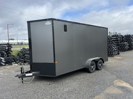 New 7x16 Polycore Charcoal Gray Blackout Enclosed Trailer