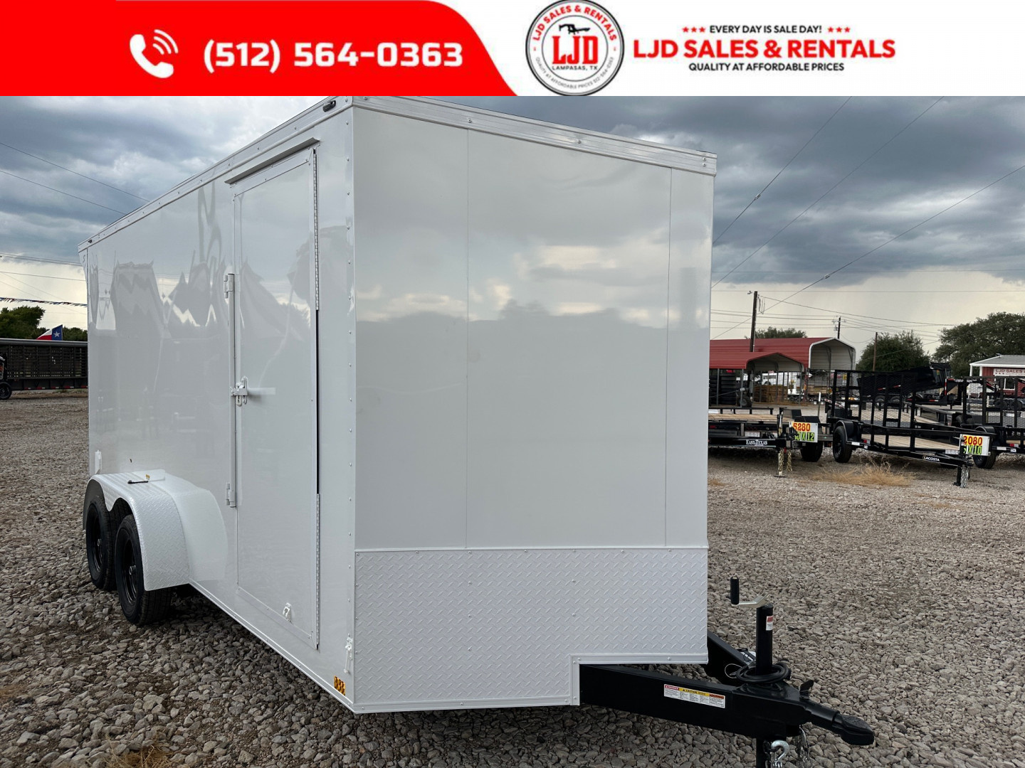 New 2025 Stallion - 7'x16'x7' Enclosed Cargo Trailer - White Out Pkg