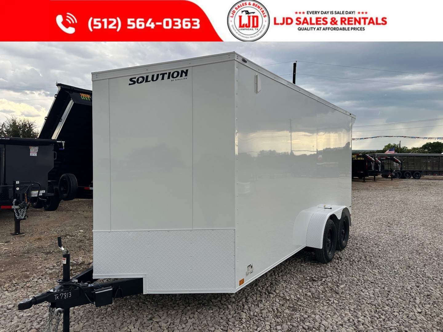 New 2025 Stallion - 7'x16'x7' Enclosed Cargo Trailer - White Out Pkg