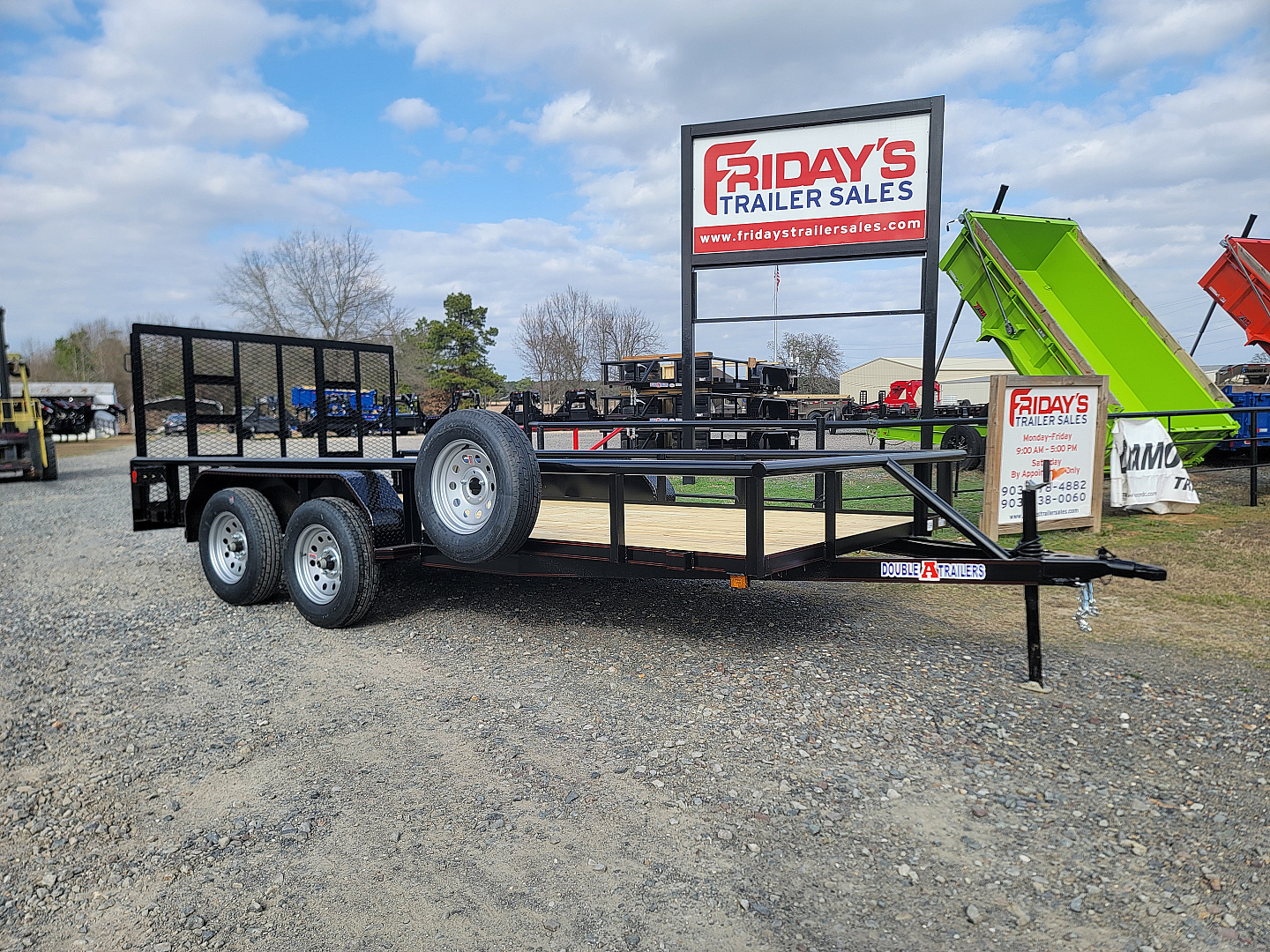 New 2025 DOUBLE A 16'x83" Tandem Axle Pipe Top w/ Tailgate Utility Trailer