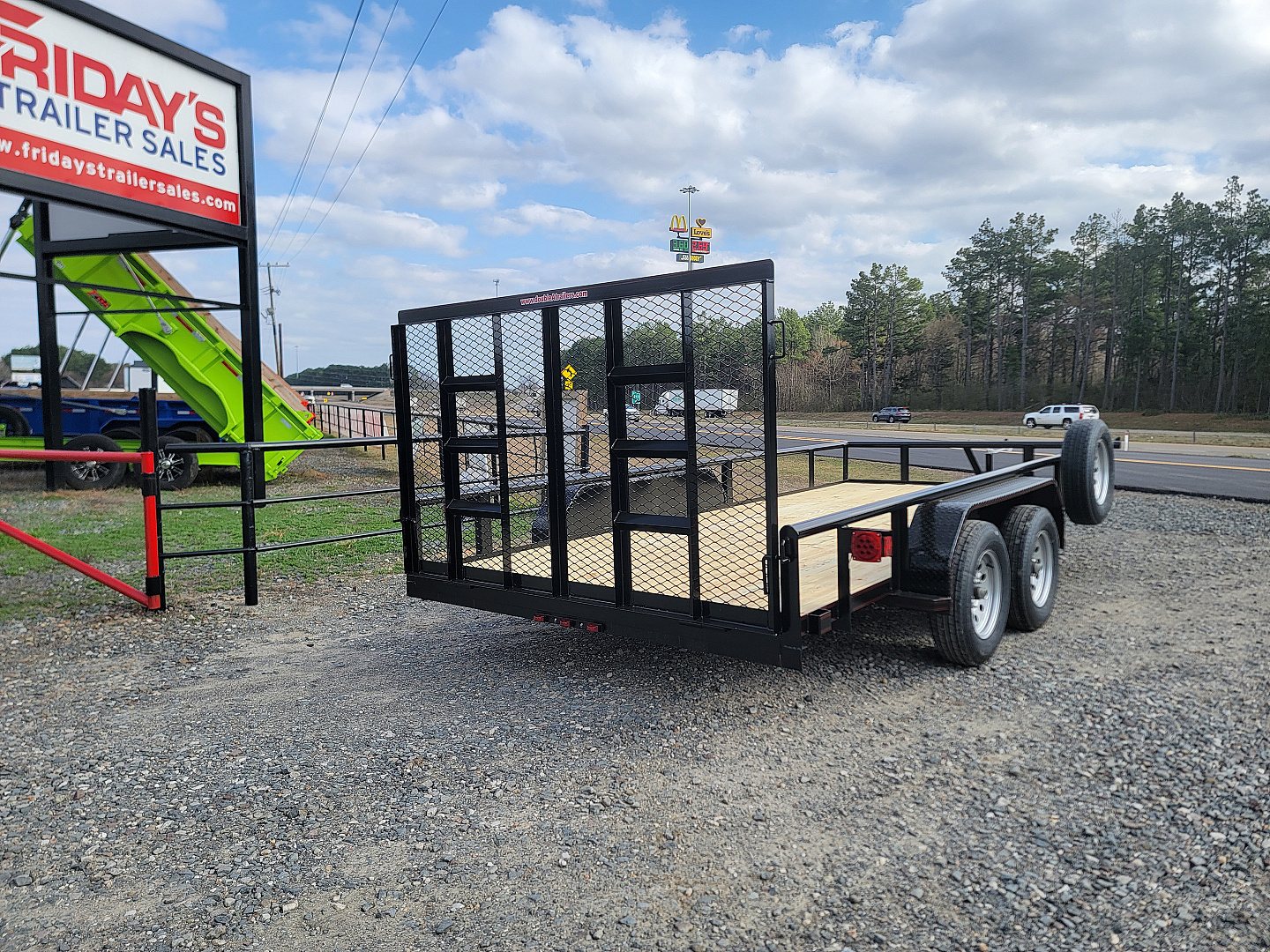 New 2025 DOUBLE A 16'x83" Tandem Axle Pipe Top w/ Tailgate Utility Trailer